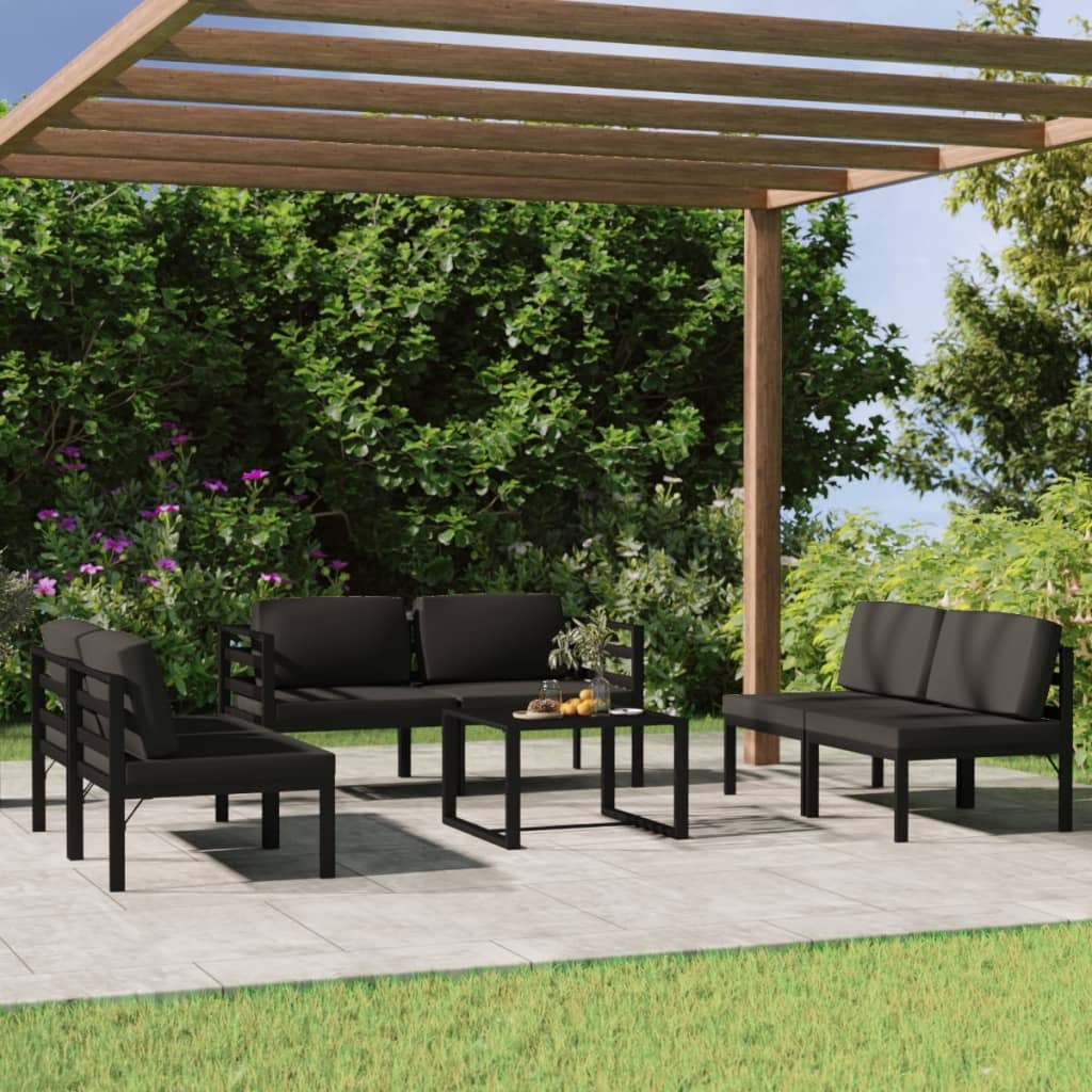 7 Piece Patio Lounge Set with Cushions Aluminum Anthracite