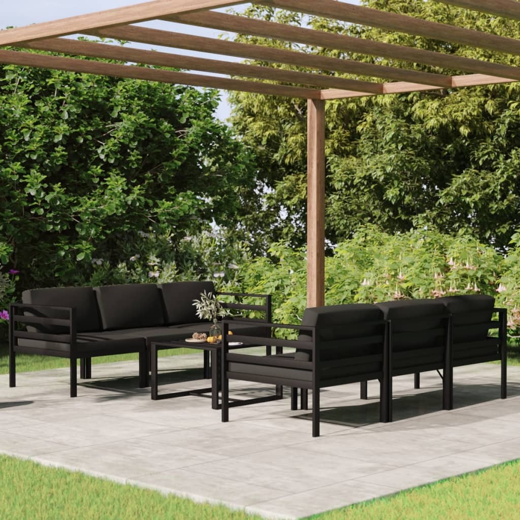 7 Piece Patio Lounge Set with Cushions Aluminum Anthracite