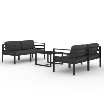 5 Piece Patio Lounge Set with Cushions Aluminum Anthracite