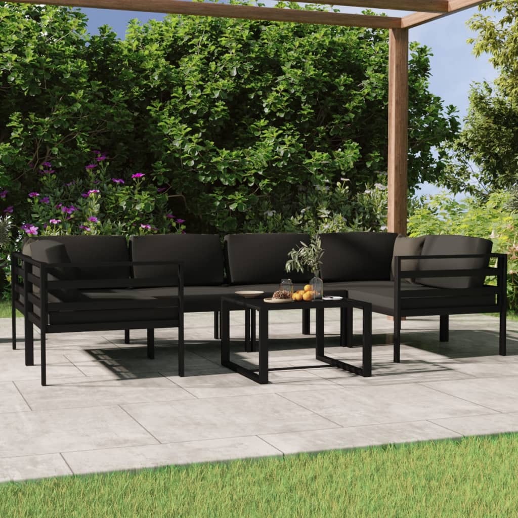 7 Piece Patio Lounge Set with Cushions Aluminum Anthracite