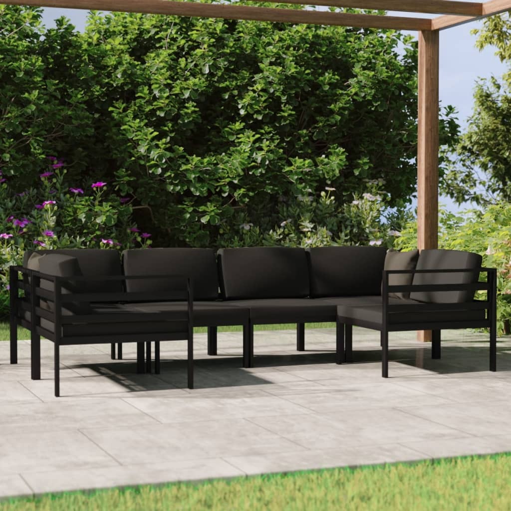 6 Piece Patio Lounge Set with Cushions Aluminum Anthracite