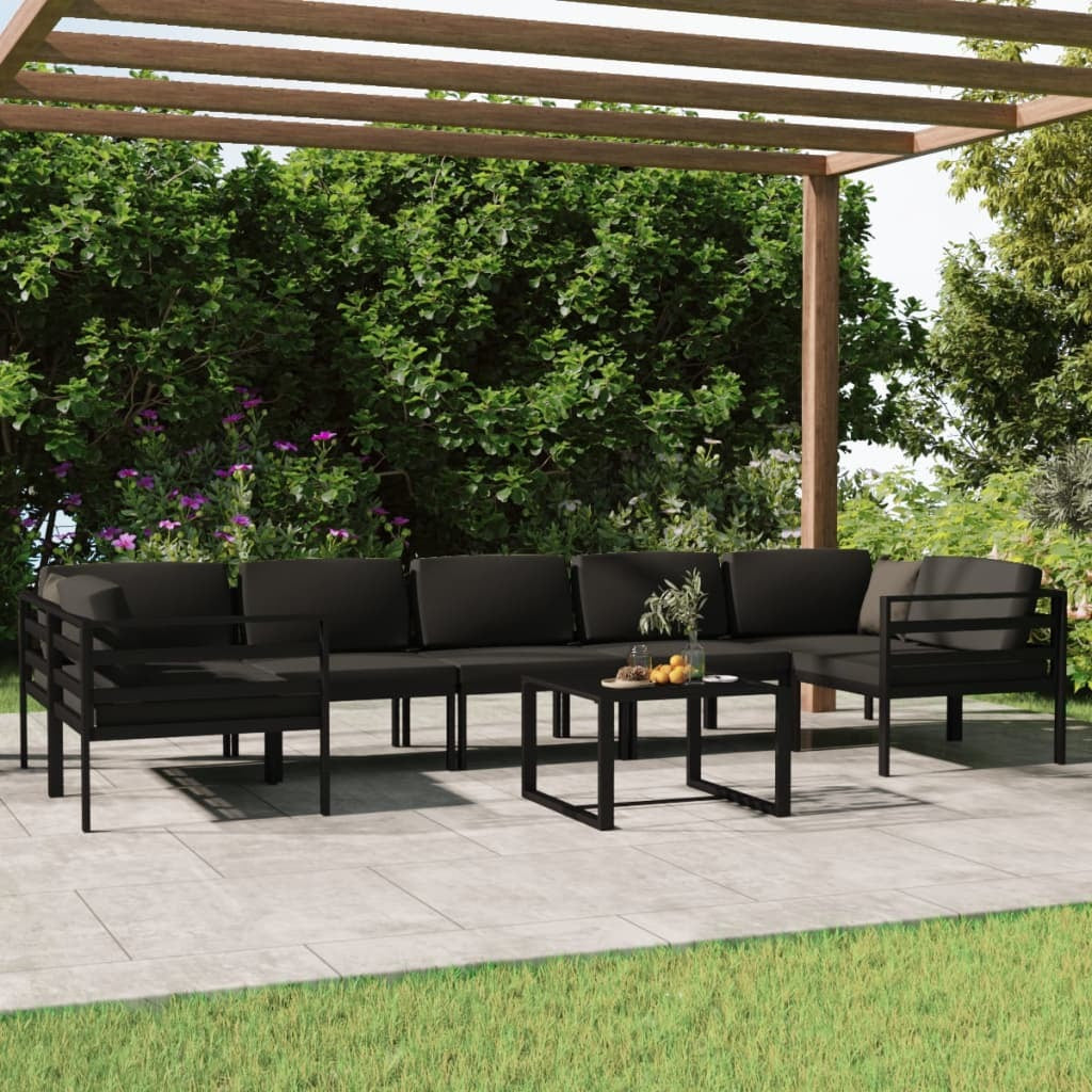8 Piece Patio Lounge Set with Cushions Aluminum Anthracite