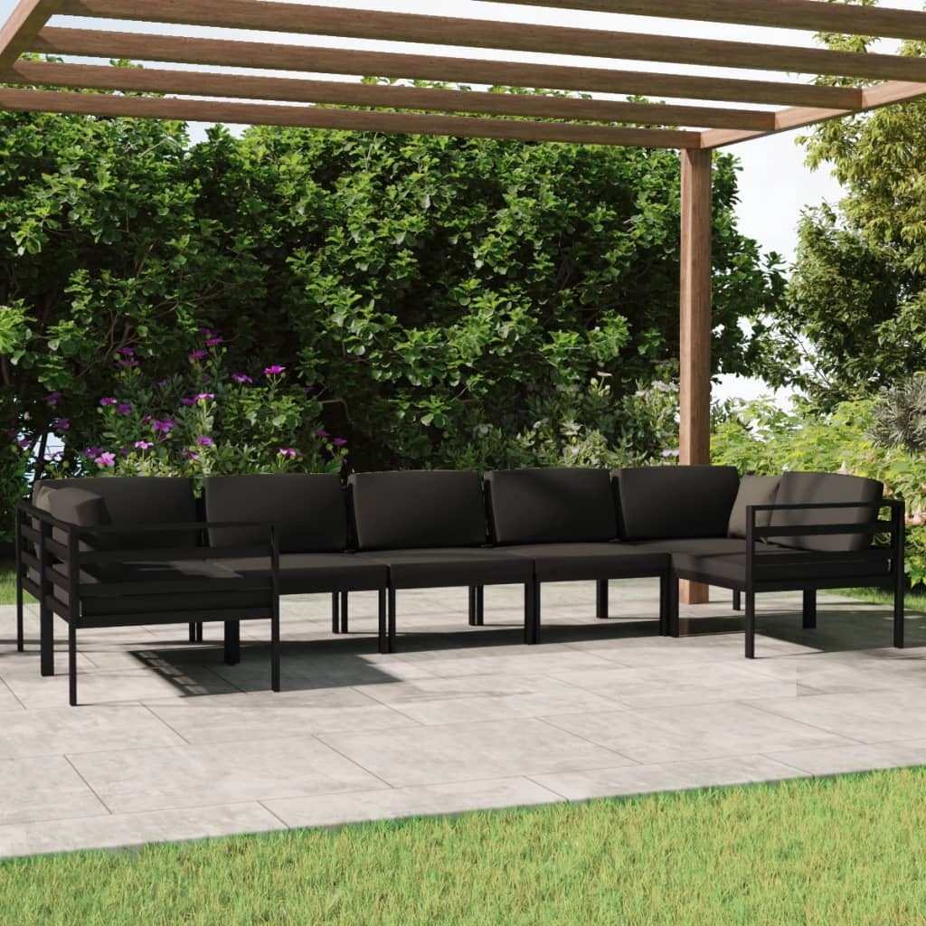 7 Piece Patio Lounge Set with Cushions Aluminum Anthracite