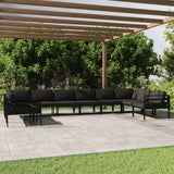 10 Piece Patio Lounge Set with Cushions Aluminum Anthracite