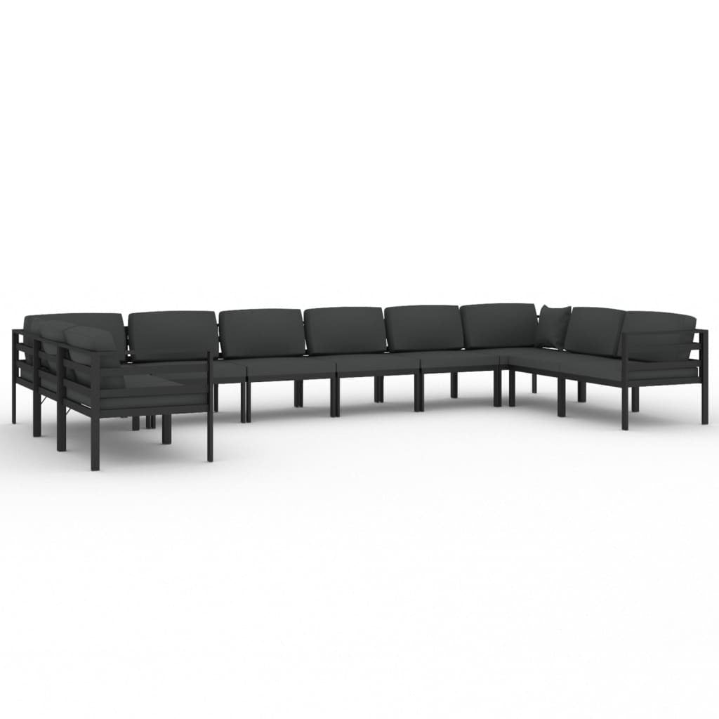 10 Piece Patio Lounge Set with Cushions Aluminum Anthracite
