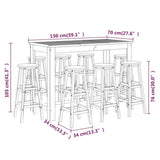 9 Piece Patio Bar Set Solid Wood Acacia