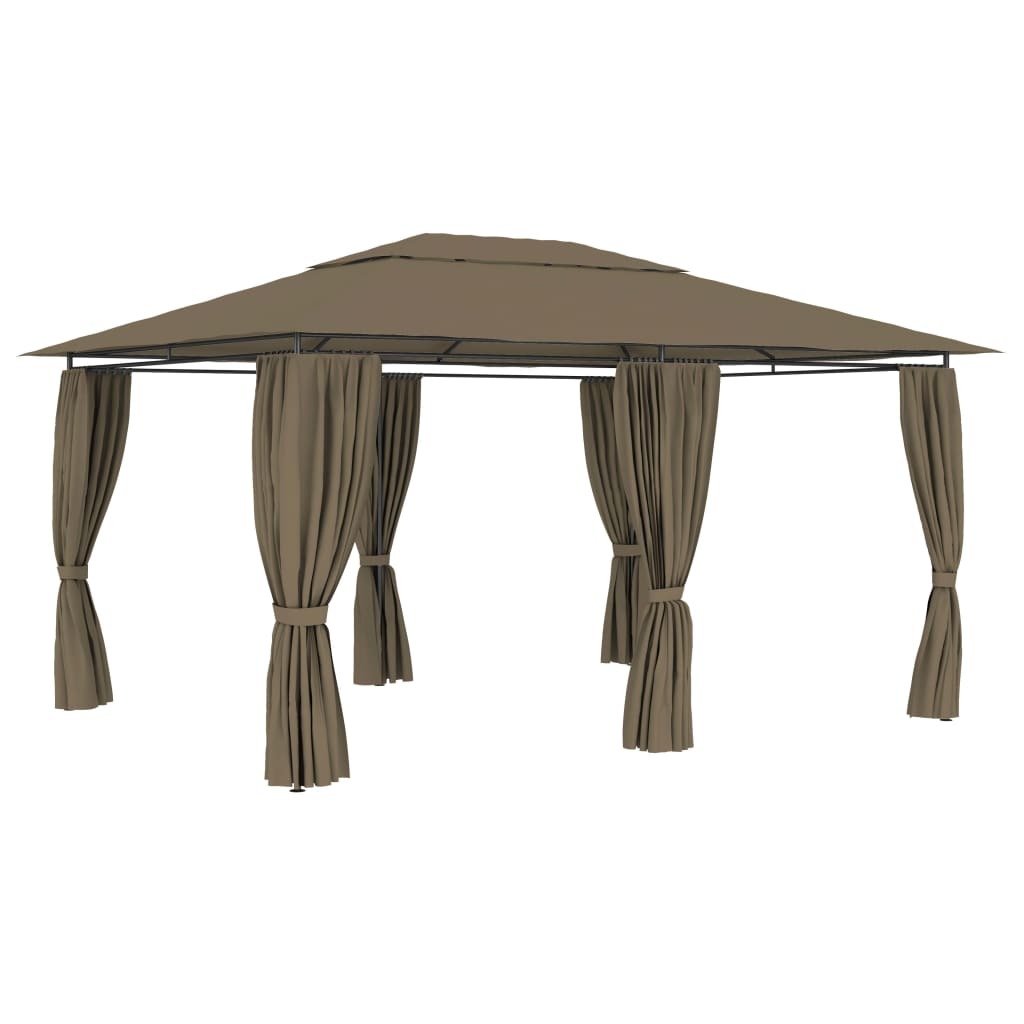 Garden Marquee with Curtains 13.1'x9.8'Taupe 0.6 oz/ft²