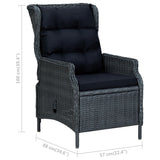 Reclining Patio Chair with Footstool Poly Rattan Dark Gray