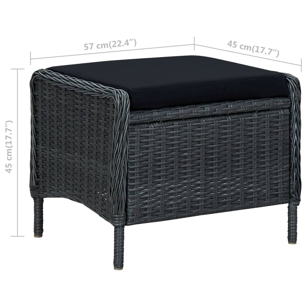 Reclining Patio Chair with Footstool Poly Rattan Dark Gray