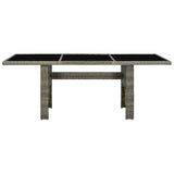 Patio Table Brown Poly Rattan and Tempered Glass