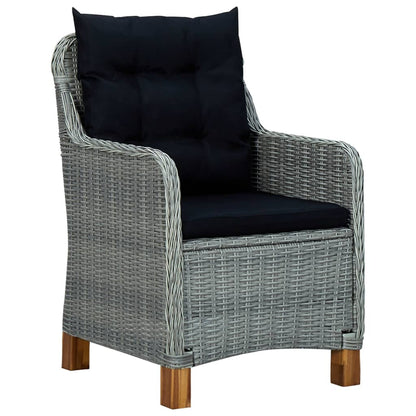 Patio Chairs with Cushions 2 pcs Poly Rattan Light Gray