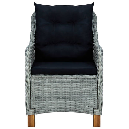 Patio Chairs with Cushions 2 pcs Poly Rattan Light Gray