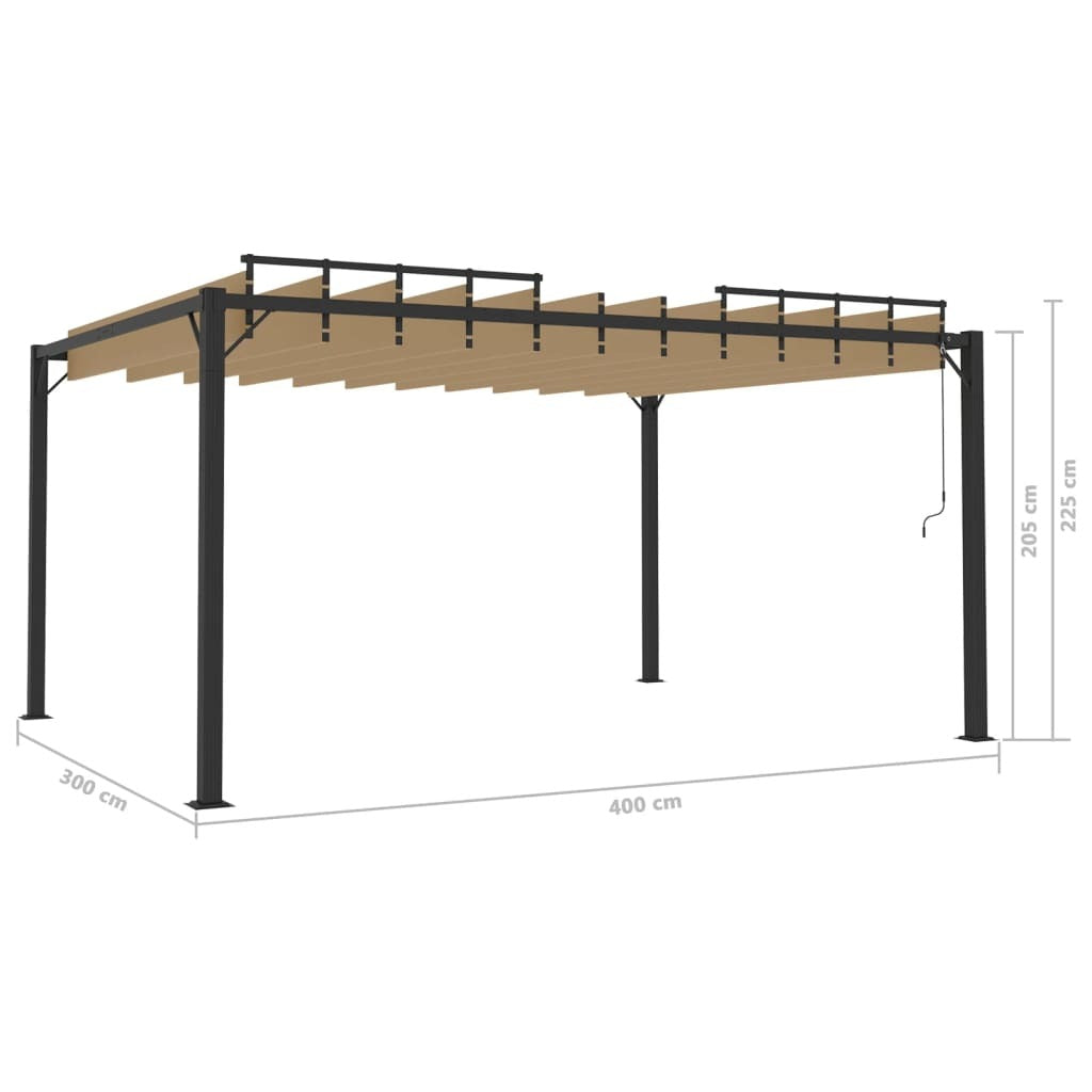 Gazebo with Louvered Roof 9.8'x13.1'Taupe Fabric and Aluminum