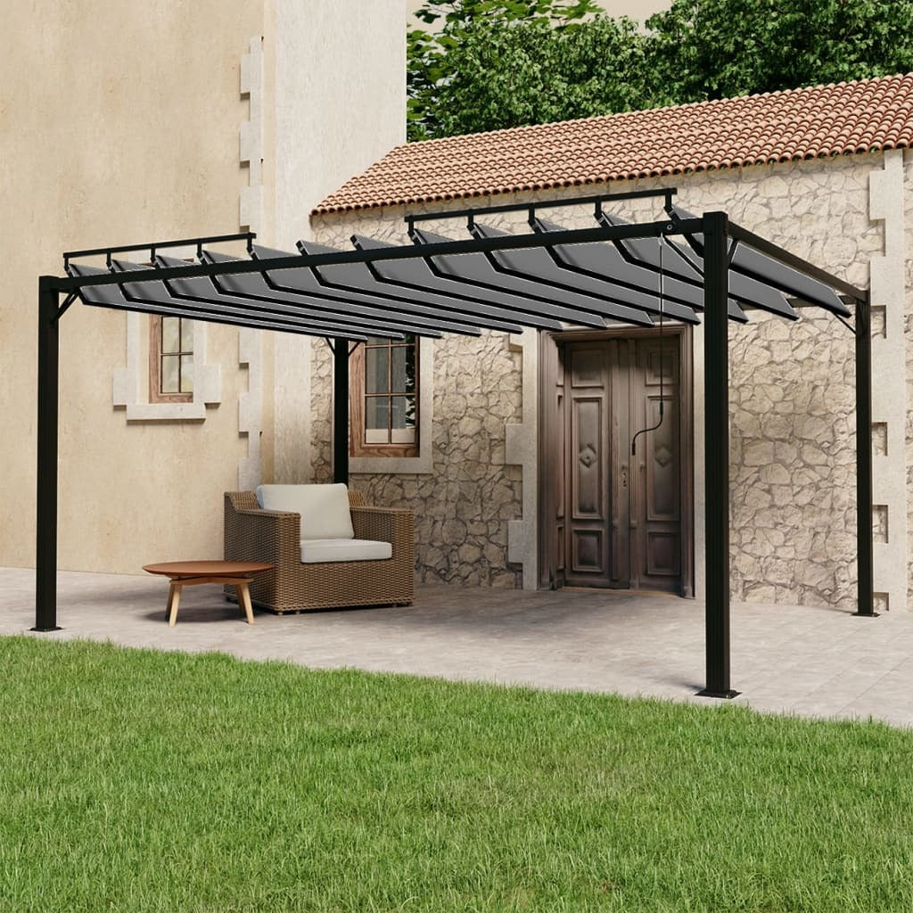 Gazebo with Louvered Roof 9.8'x13.1'Anthracite Fabric and Aluminum