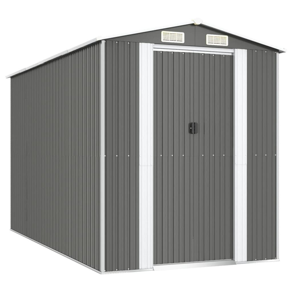 Garden Shed Light Gray 75.6"x140.6"x87.8" Galvanized Steel