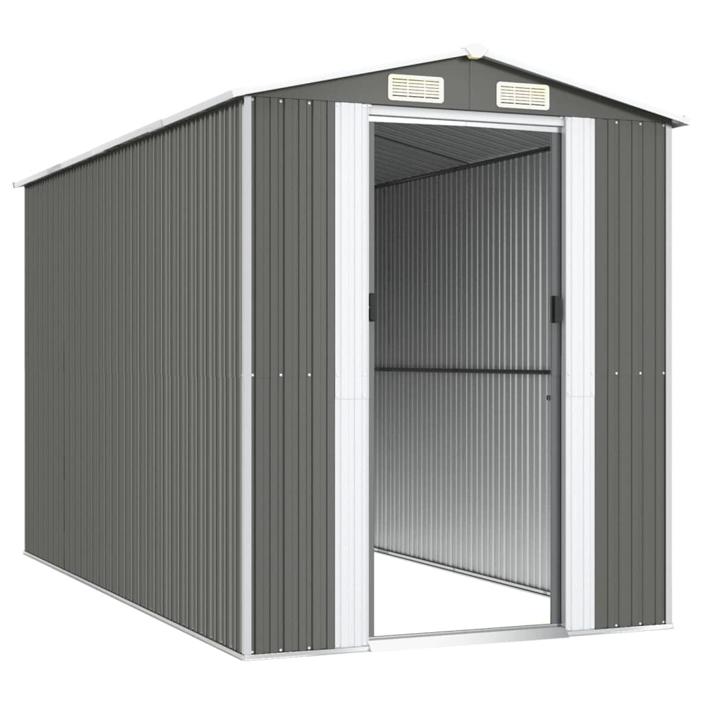 Garden Shed Light Gray 75.6"x140.6"x87.8" Galvanized Steel