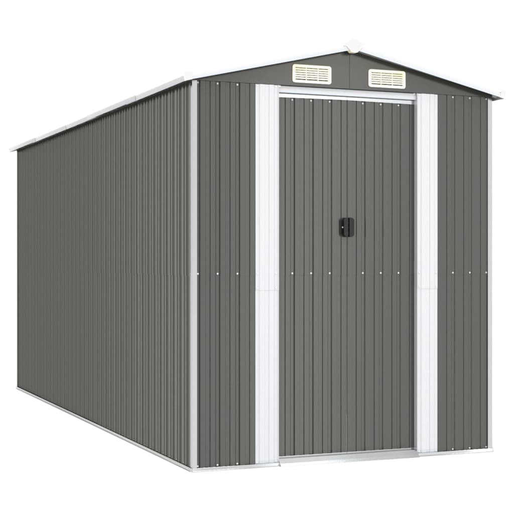 Garden Shed Light Gray 75.6"x173.2"x87.8" Galvanized Steel