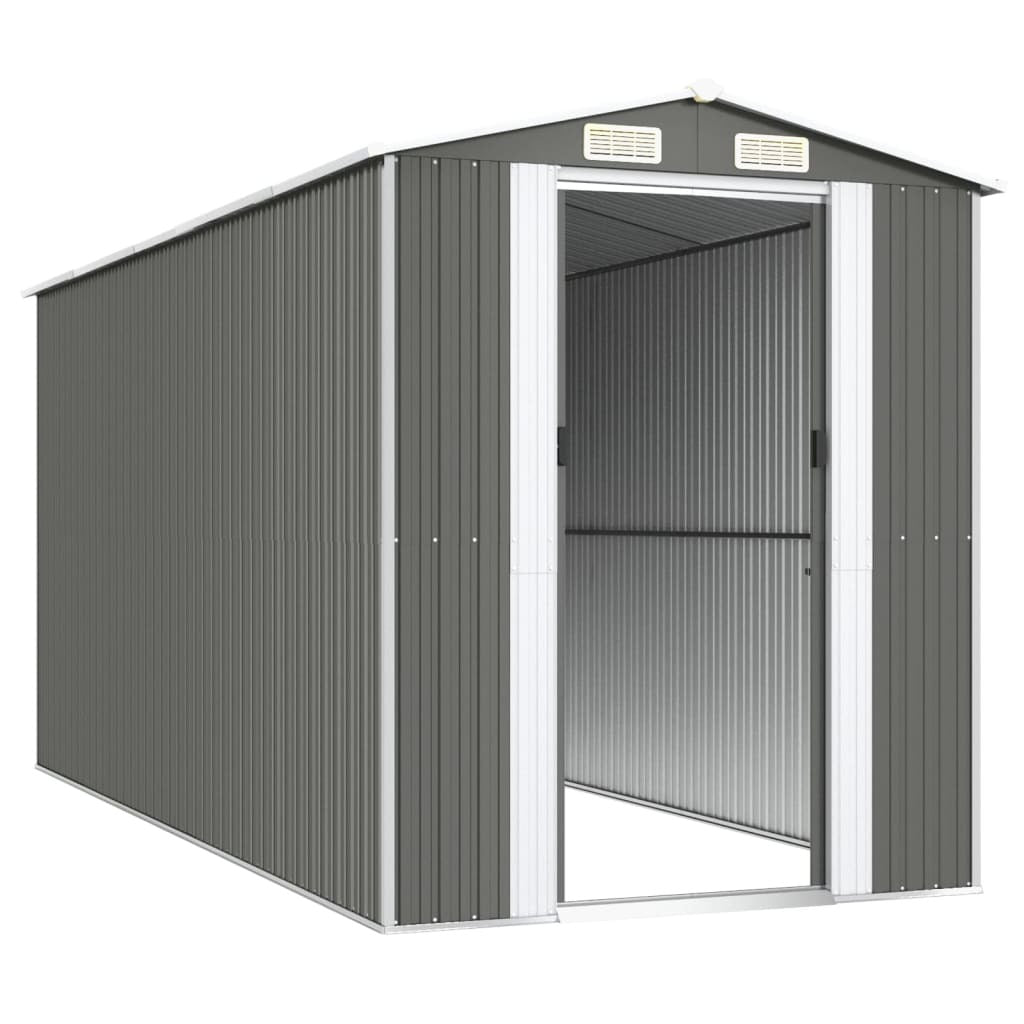 Garden Shed Light Gray 75.6"x173.2"x87.8" Galvanized Steel