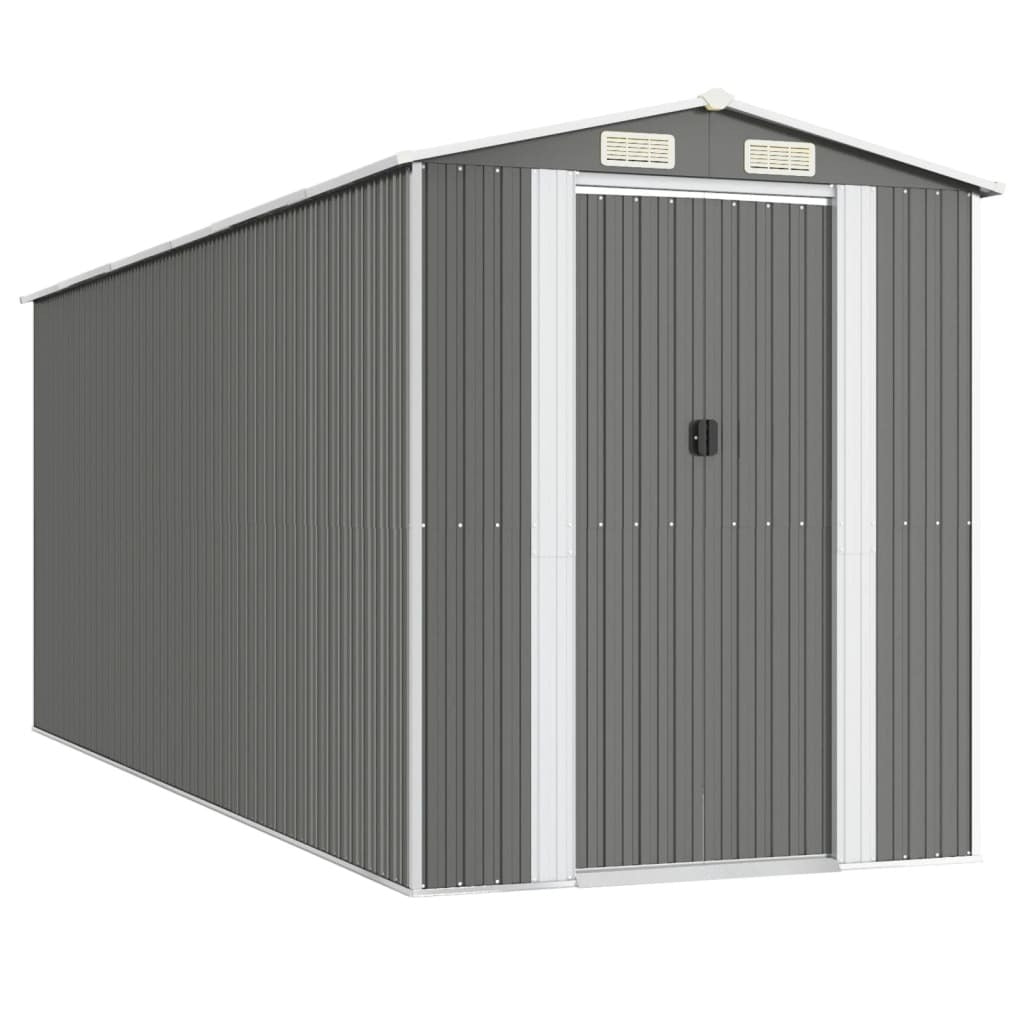 Garden Shed Light Gray 75.6"x205.9"x87.8" Galvanized Steel