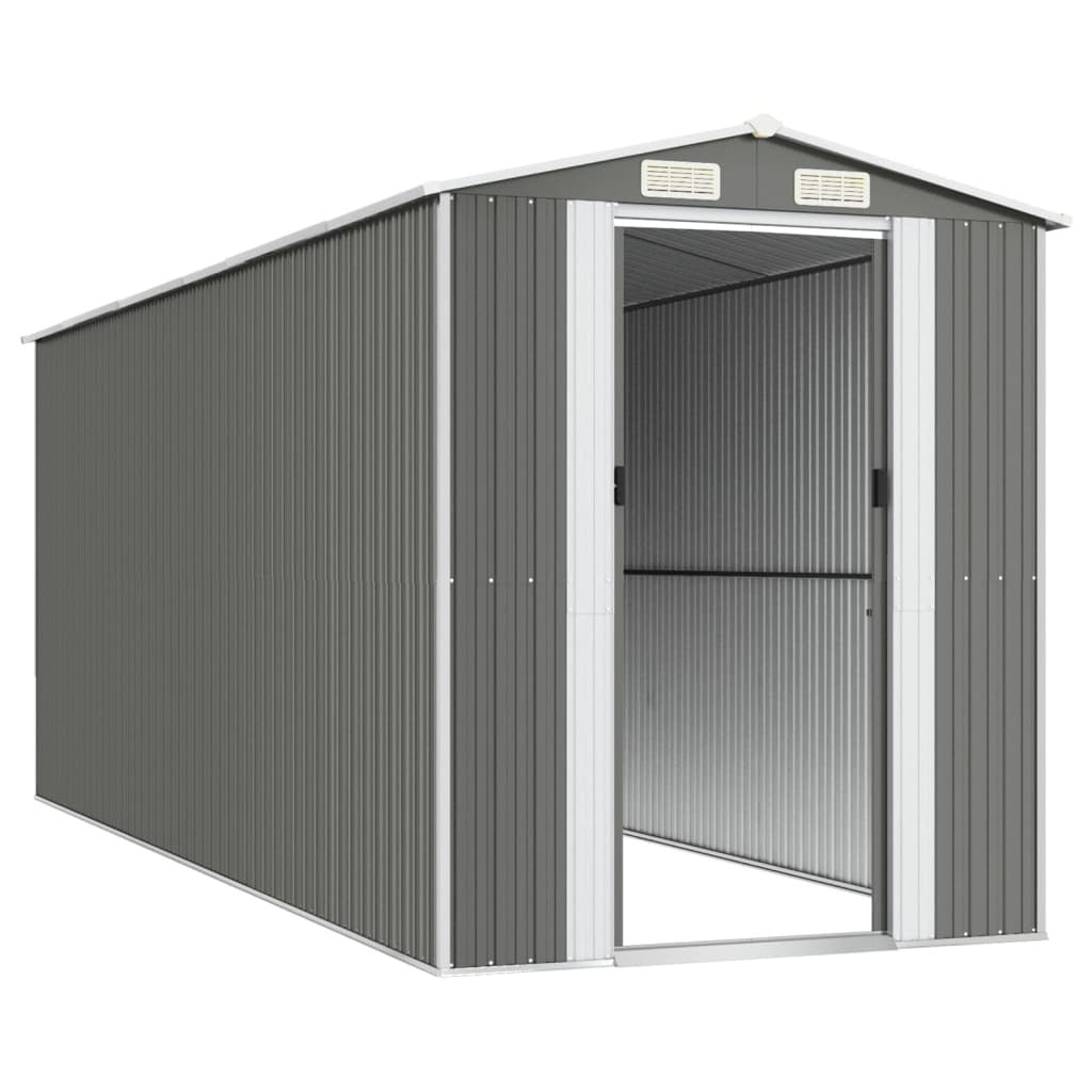 Garden Shed Light Gray 75.6"x205.9"x87.8" Galvanized Steel
