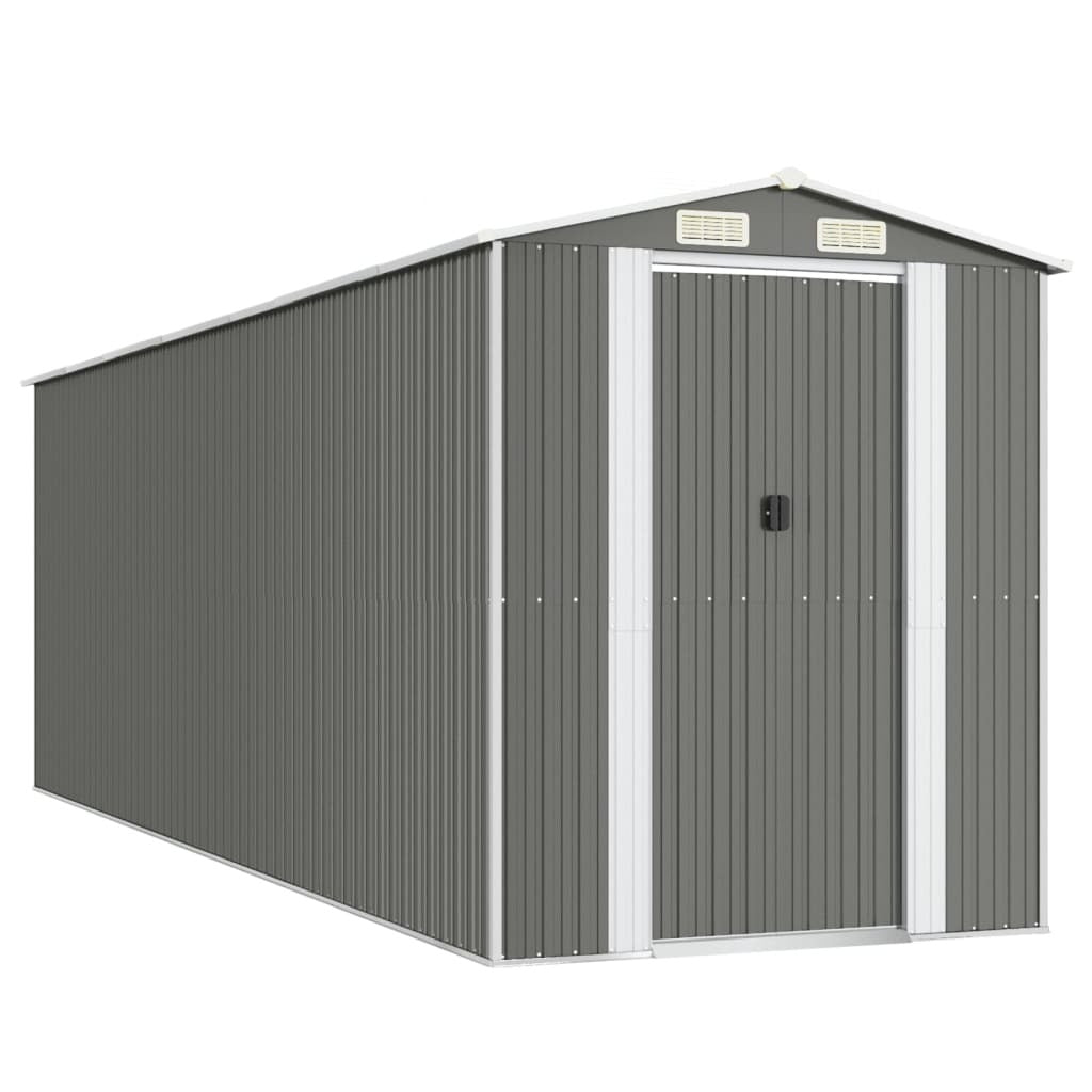 Garden Shed Light Gray 75.6"x238.6"x87.8" Galvanized Steel