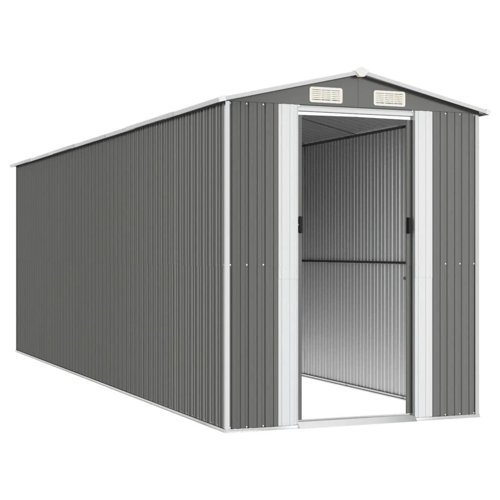 Garden Shed Light Gray 75.6"x238.6"x87.8" Galvanized Steel