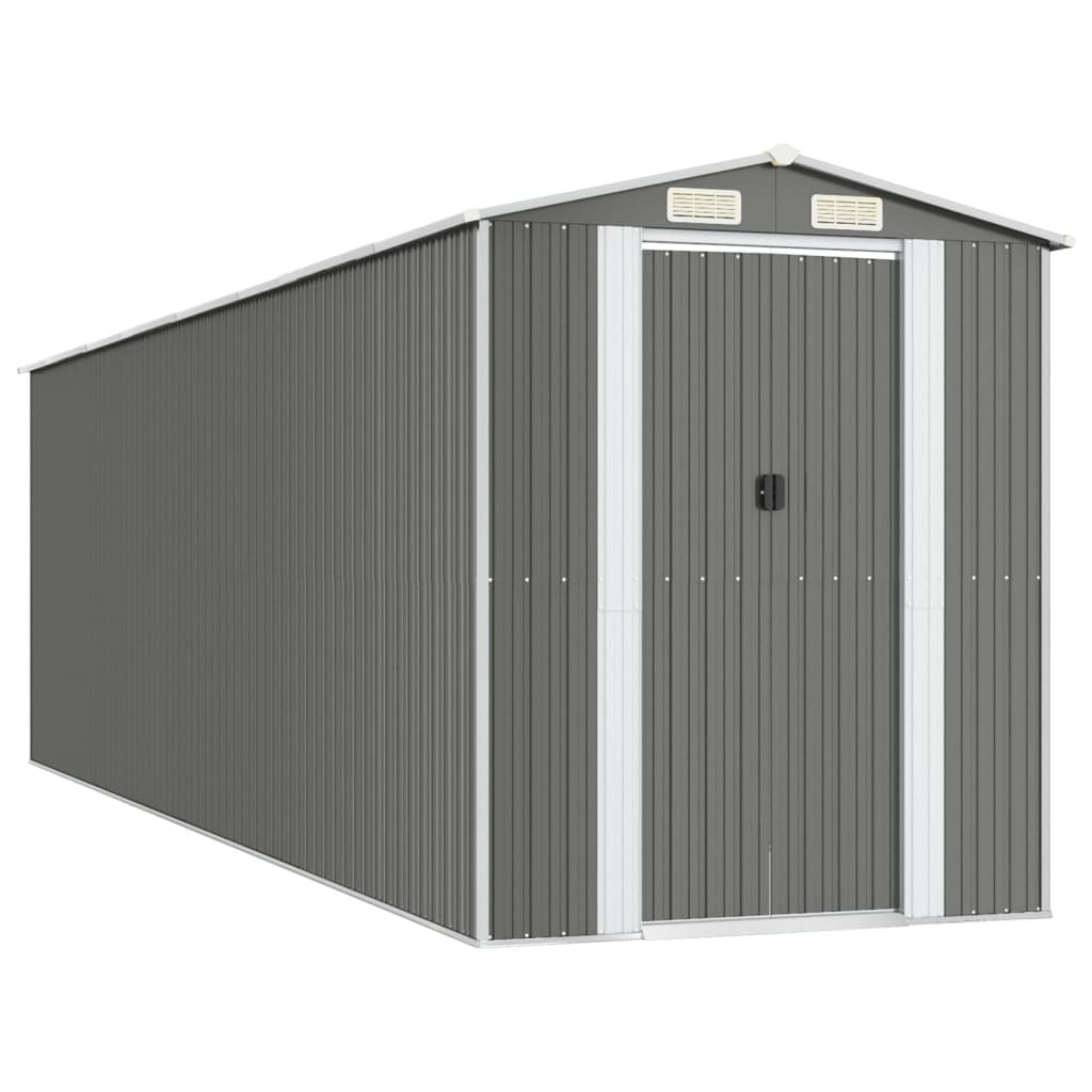 Garden Shed Light Gray 75.6"x271.3"x87.8" Galvanized Steel