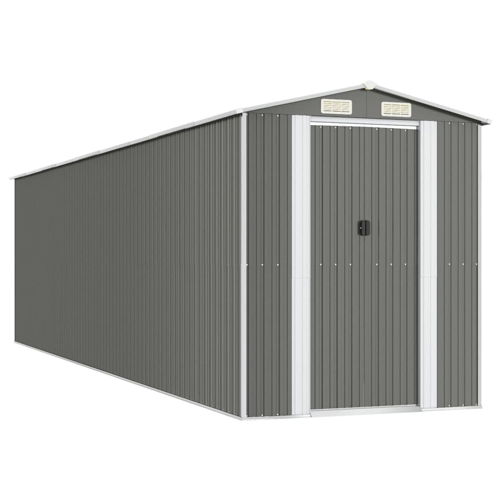 Garden Shed Light Gray 75.6"x303.9"x87.8" Galvanized Steel