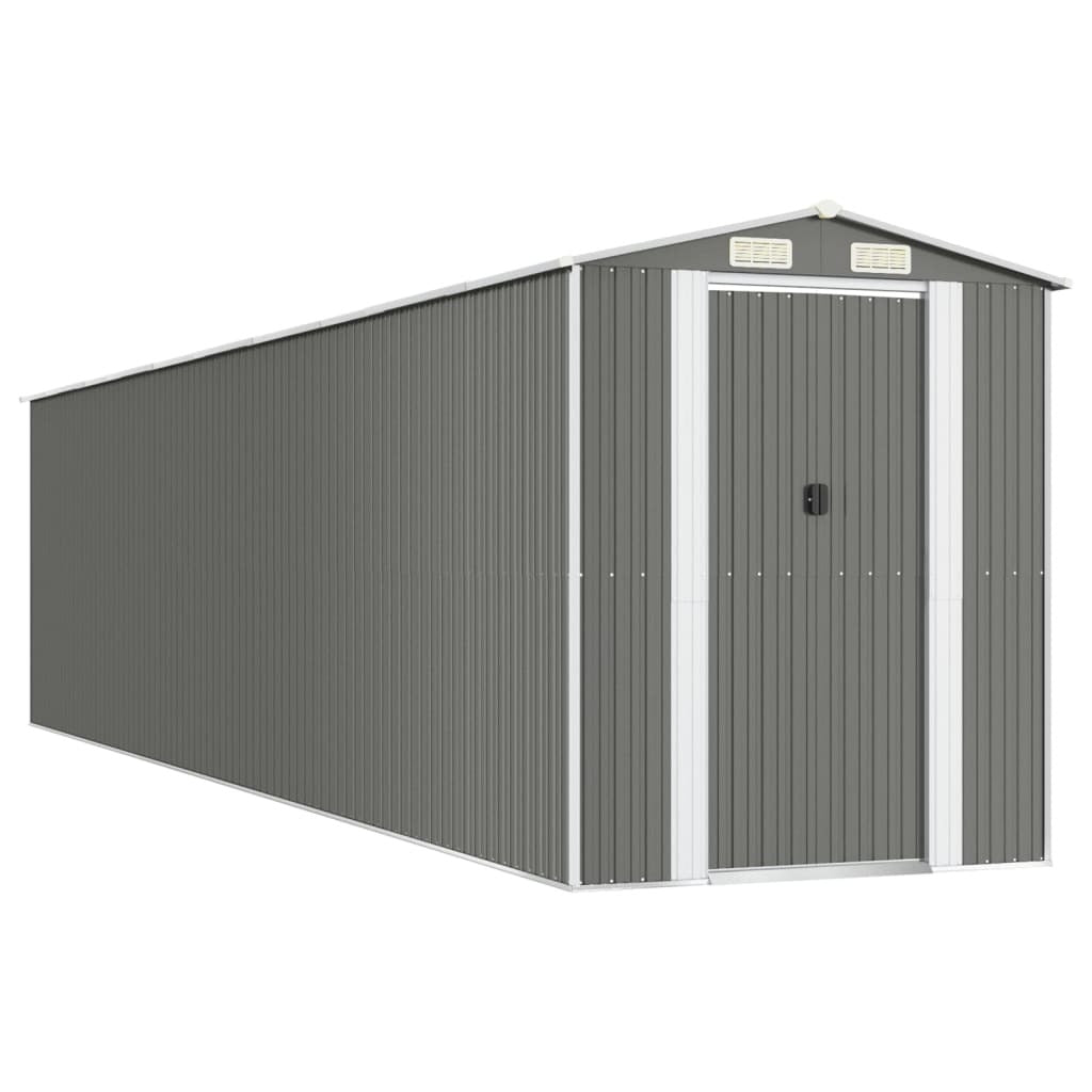 Garden Shed Light Gray 75.6"x336.6"x87.8" Galvanized Steel