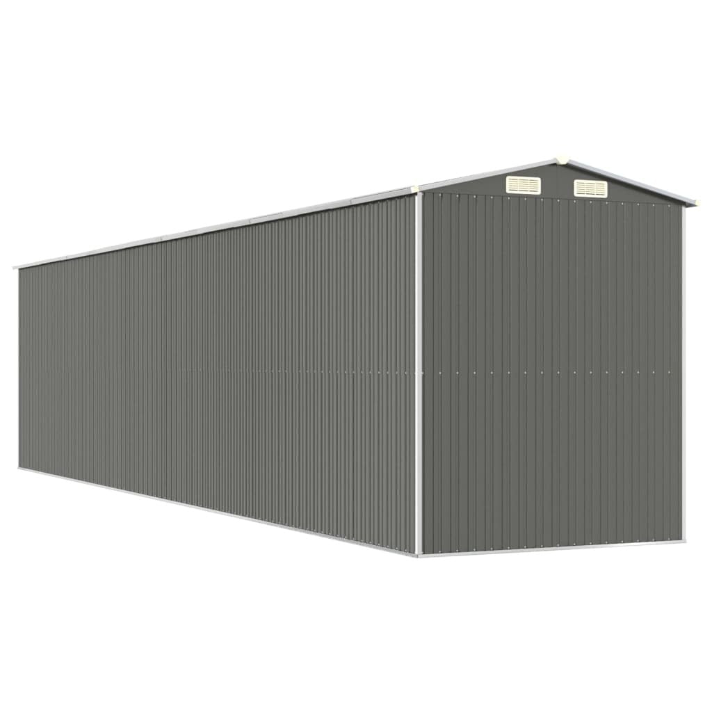 Garden Shed Light Gray 75.6"x336.6"x87.8" Galvanized Steel