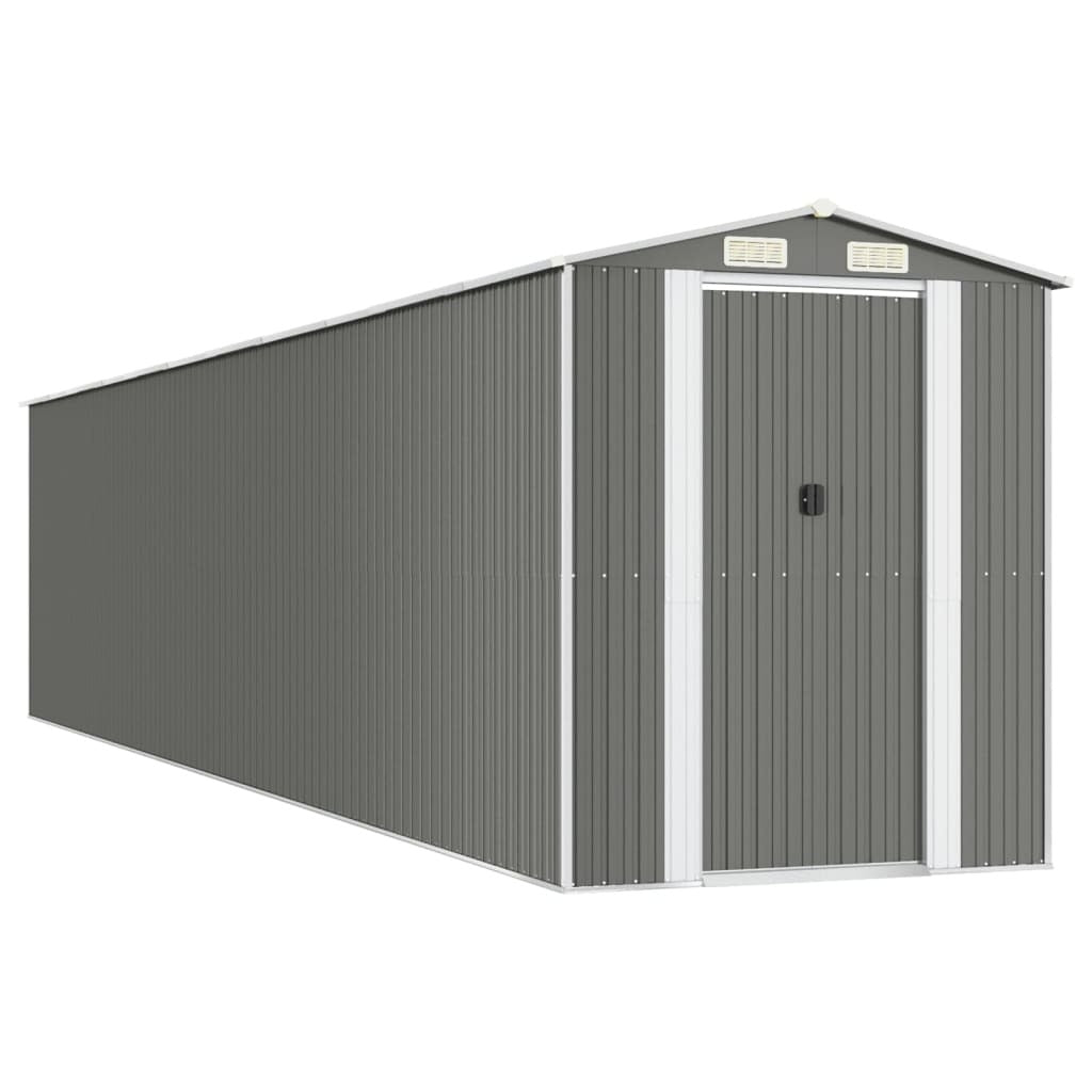 Garden Shed Light Gray 75.6"x369.3"x87.8" Galvanized Steel