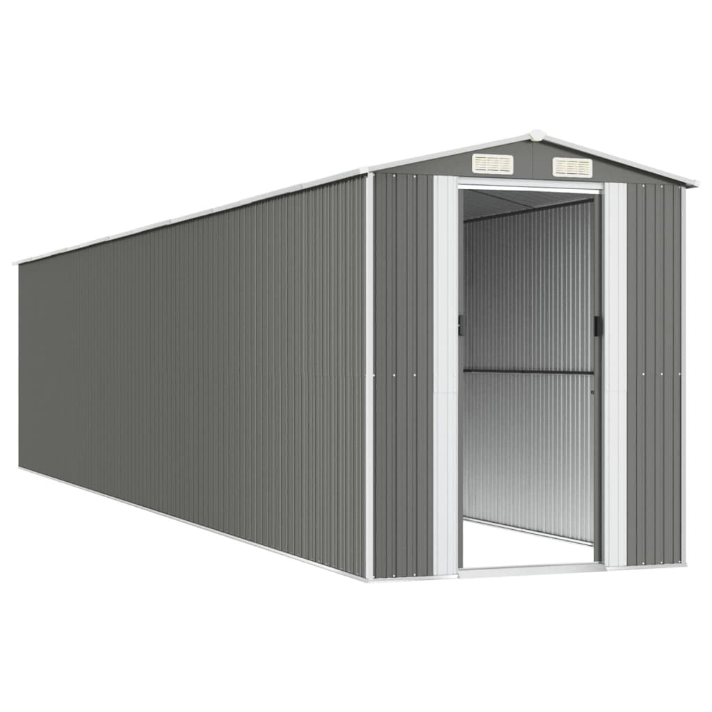 Garden Shed Light Gray 75.6"x369.3"x87.8" Galvanized Steel