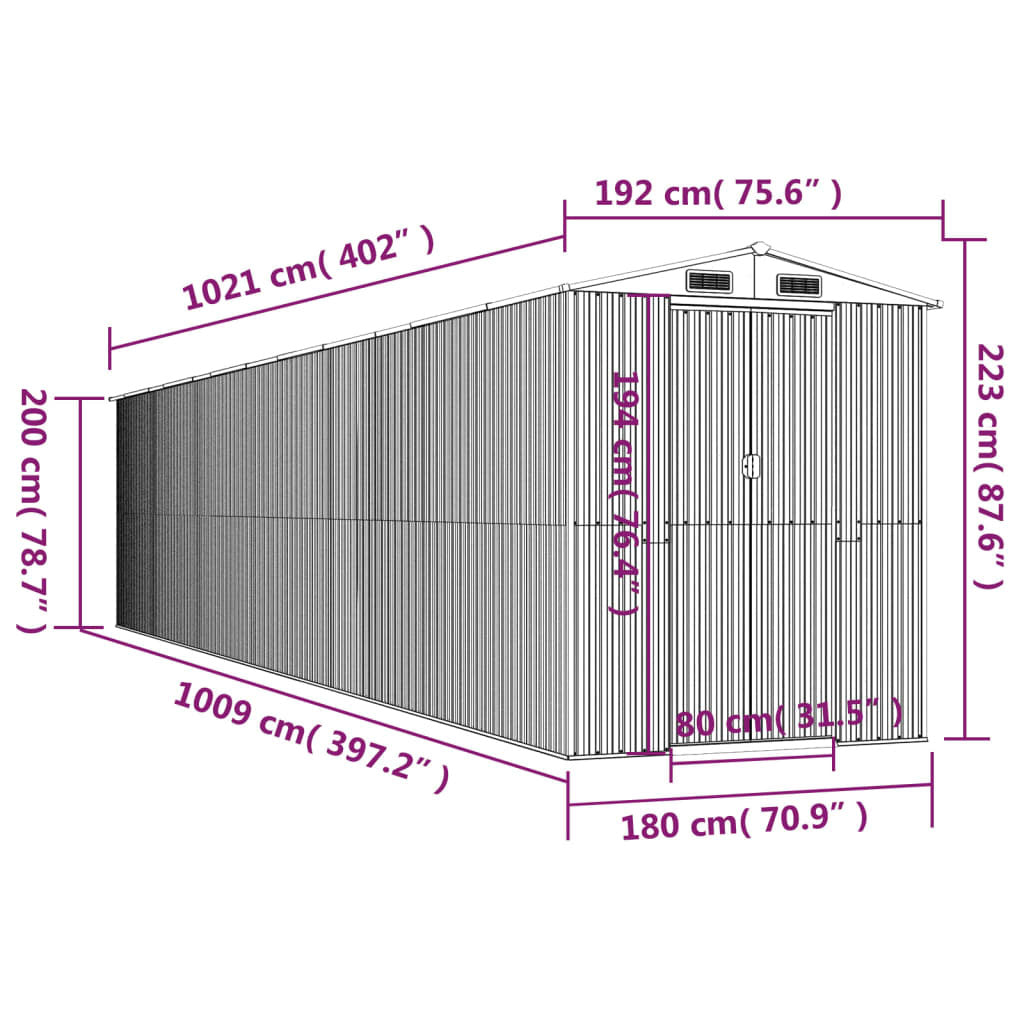 Garden Shed Anthracite 75.6"x402"x87.8" Galvanized Steel