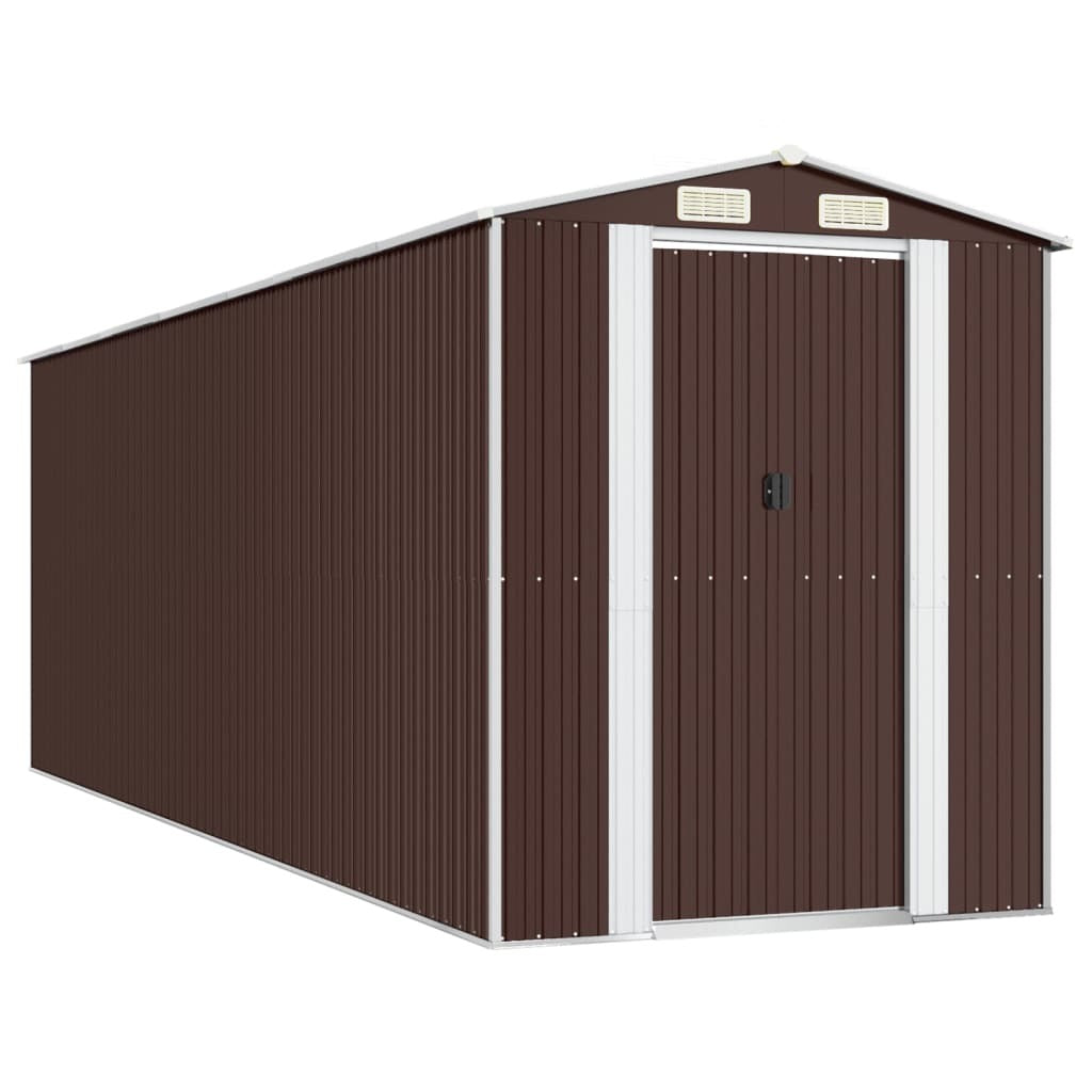 Garden Shed Dark Brown 75.6"x238.6"x87.8" Galvanized Steel