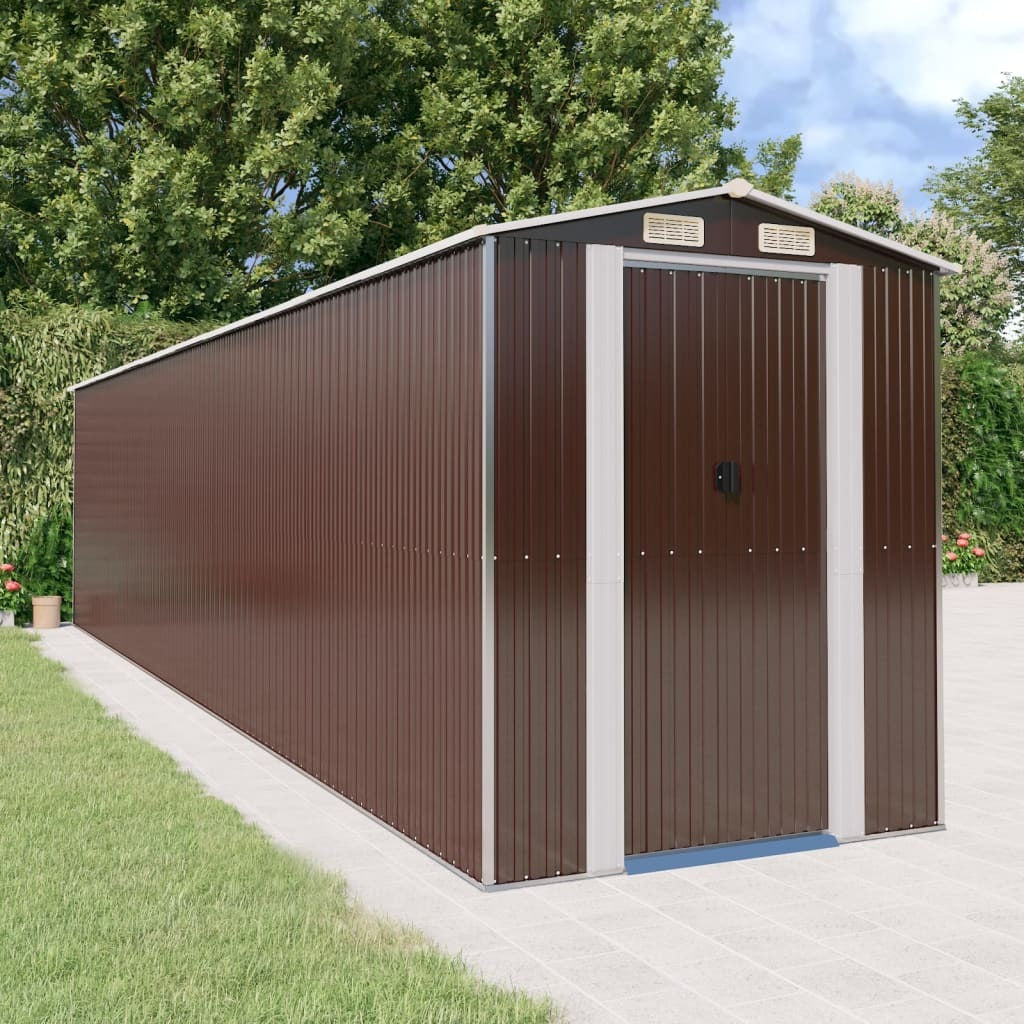 Garden Shed Dark Brown 75.6"x336.6"x87.8" Galvanized Steel
