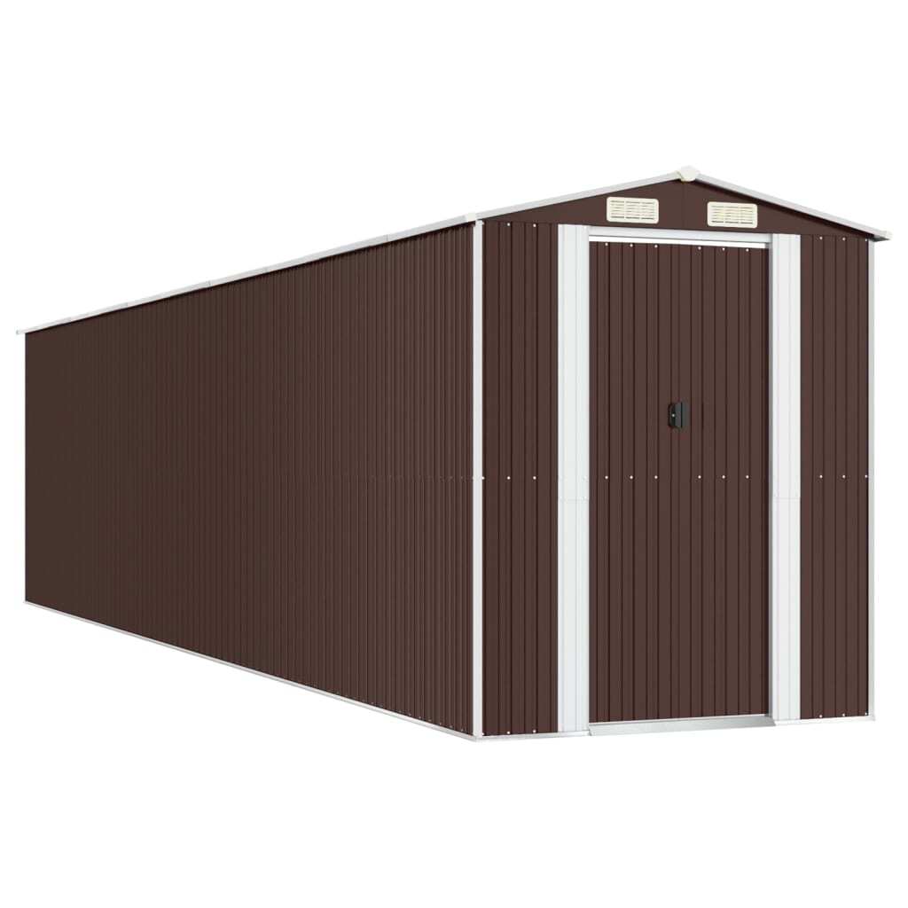 Garden Shed Dark Brown 75.6"x336.6"x87.8" Galvanized Steel