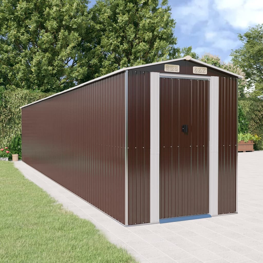 Garden Shed Dark Brown 75.6"x402"x87.8" Galvanized Steel