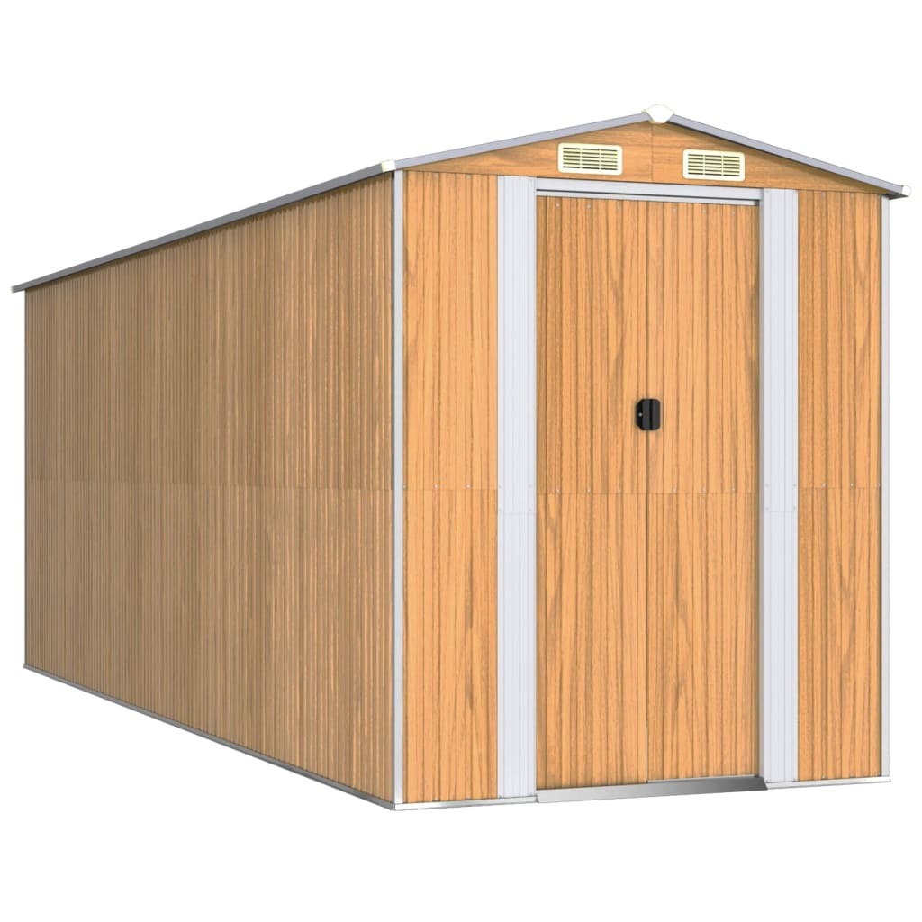 Garden Shed Light Brown 75.6"x205.9"x87.8" Galvanized Steel