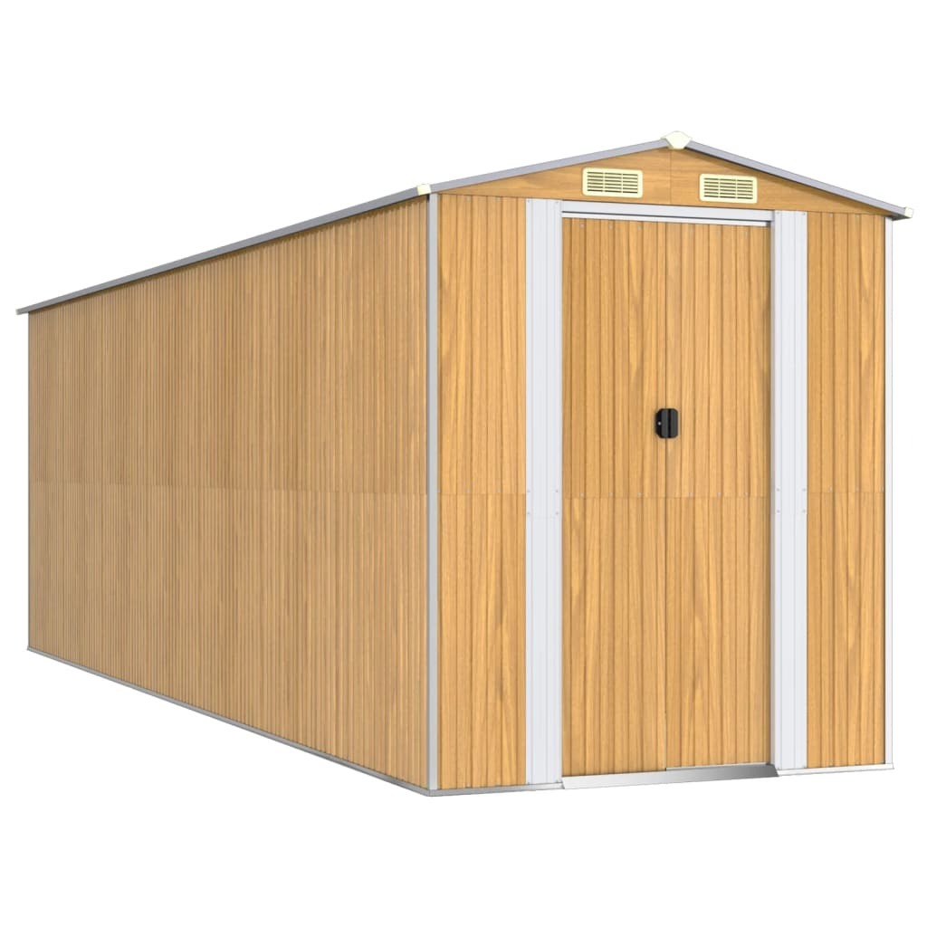 Garden Shed Light Brown 75.6"x238.6"x87.8" Galvanized Steel