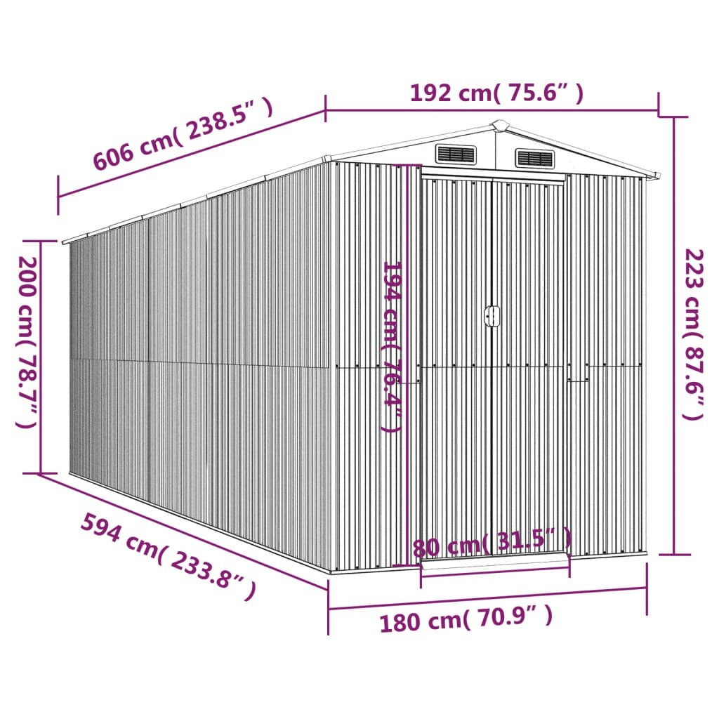 Garden Shed Light Brown 75.6"x238.6"x87.8" Galvanized Steel