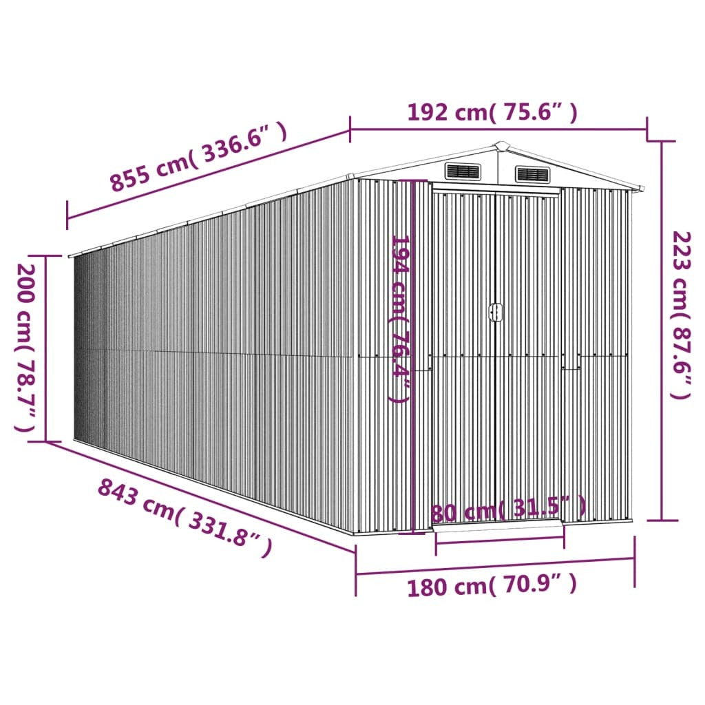 Garden Shed Light Brown 75.6"x336.6"x87.8" Galvanized Steel