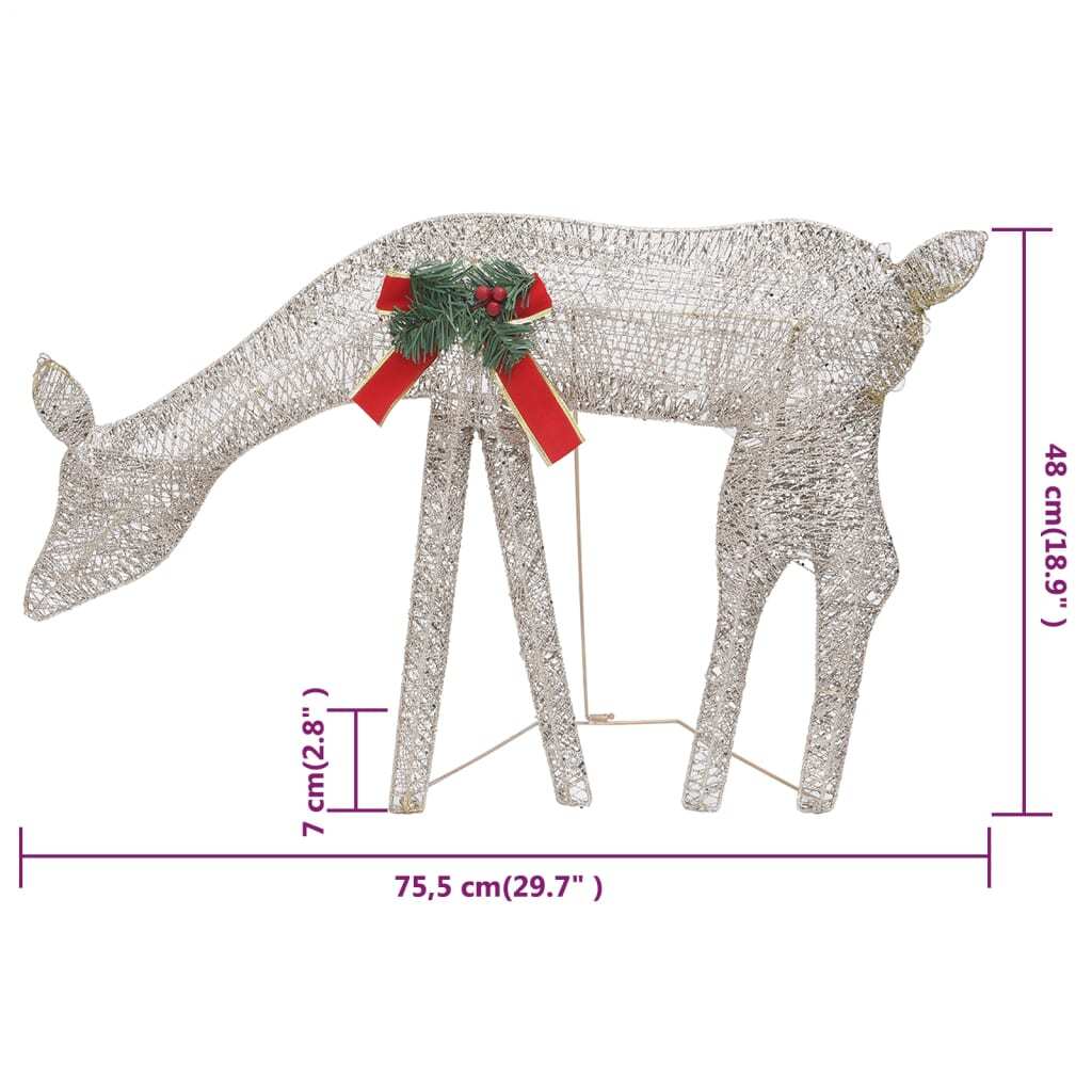 Christmas Reindeers 6 pcs Gold Warm White Mesh