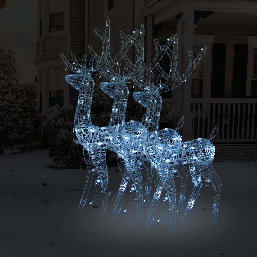 Acrylic Reindeer Christmas Decorations 3 pcs 47.2" Cold White