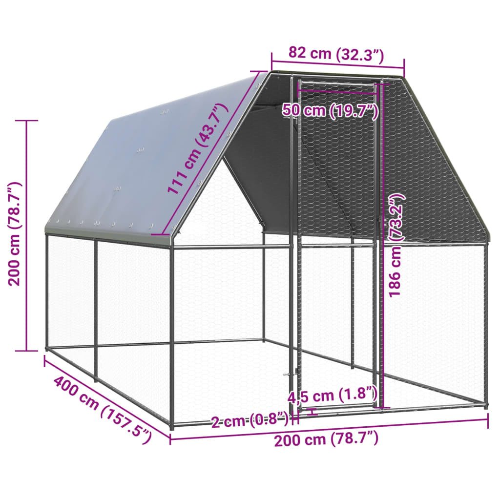 Outdoor Chicken Cage 6.6‘x13.1‘x6.6‘ Galvanized Steel