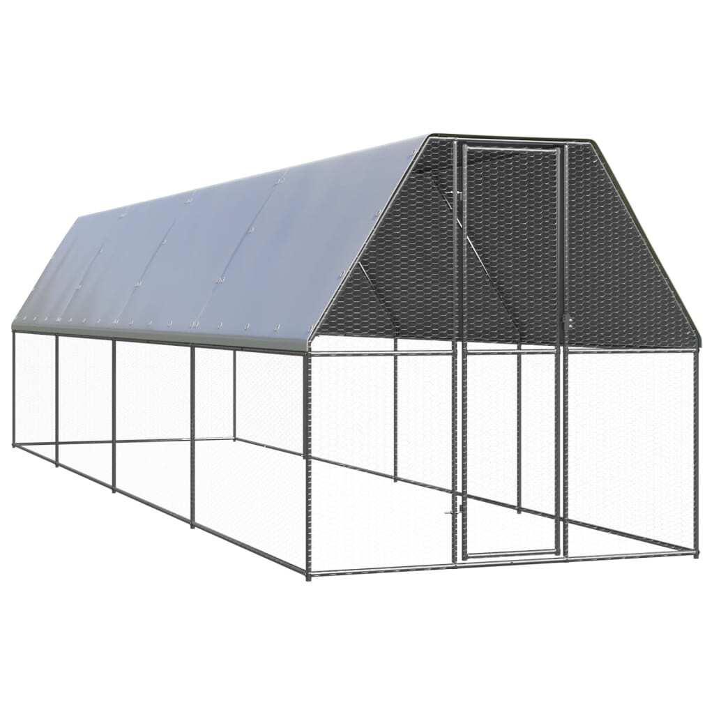 Outdoor Chicken Cage 6.6‘x26.2‘x6.6‘ Galvanized Steel