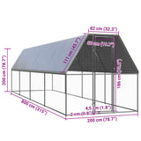 Outdoor Chicken Cage 6.6‘x26.2‘x6.6‘ Galvanized Steel