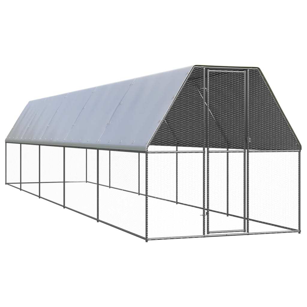 Outdoor Chicken Cage 6.6‘x32.8‘x6.6‘ Galvanized Steel