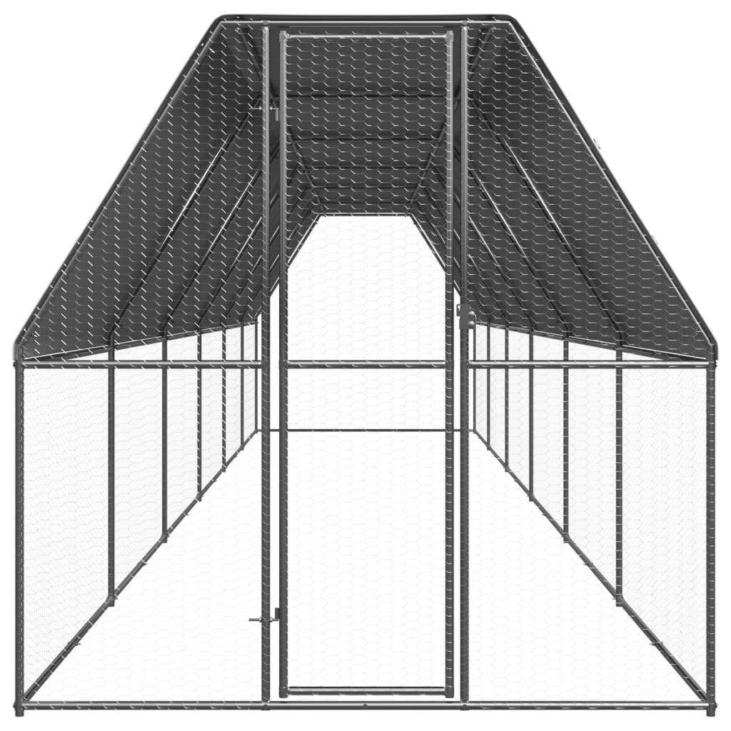 Outdoor Chicken Cage 6.6‘x39.4‘x6.6‘ Galvanized Steel