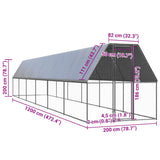 Outdoor Chicken Cage 6.6‘x39.4‘x6.6‘ Galvanized Steel