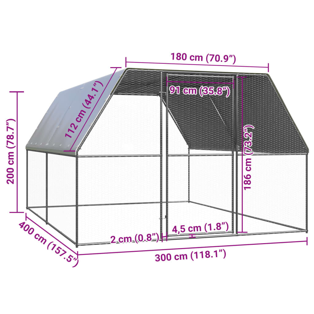 Outdoor Chicken Cage 9.8‘x13.1‘x6.6‘ Galvanized Steel